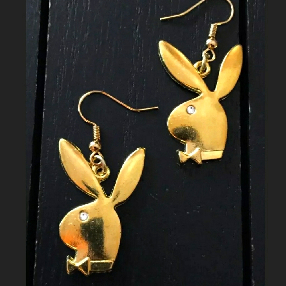 Playboy earrings gold bunny sexy rabbit ears
